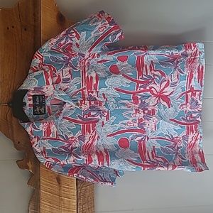 Chubbies The Nutter sz large Hawaiian shirt pink and blue print